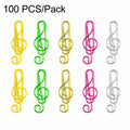100 PCS/Pack Music Note Paper Clips Colorful Treble Clef Shaped Decorative Paperclips