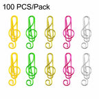 100 PCS/Pack Music Note Paper Clips Colorful Treble Clef Shaped Decorative Paperclips