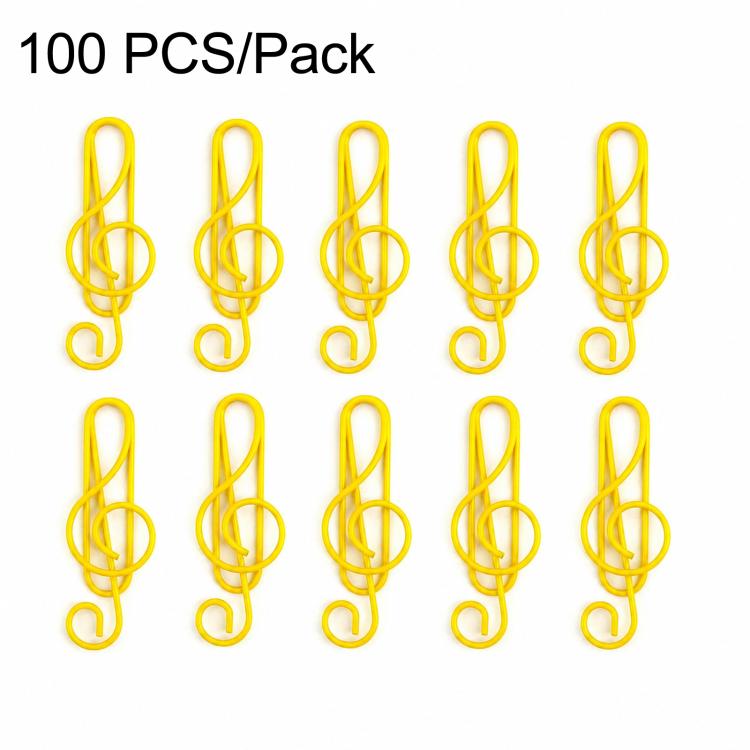 100 PCS/Pack Music Note Paper Clips Colorful Treble Clef Shaped Decorative Paperclips — Mixed Color