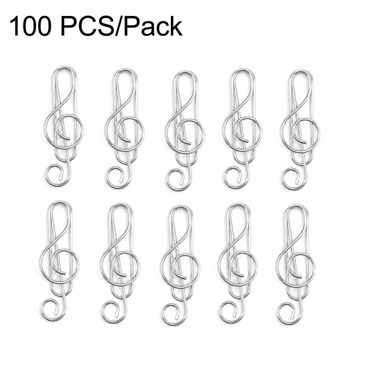 100 PCS/Pack Music Note Paper Clips Colorful Treble Clef Shaped Decorative Paperclips — Pink