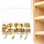 64 PCS/Pack Shelf Pegs Kit 4 Assorted Styles Shelf Support Pins Brackets Assortment with Storage Box