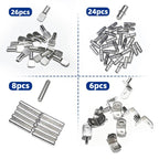 64 PCS/Pack Shelf Pegs Kit 4 Assorted Styles Shelf Support Pins Brackets Assortment with Storage Box — 64 PCS/Pack Silver