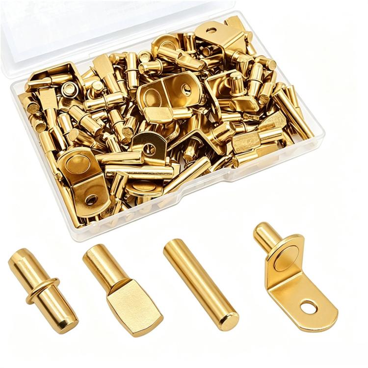 104 PCS/Box Shelf Pegs Kit 4 Assorted Styles Metal Shelf Support Pins Brackets Assortment