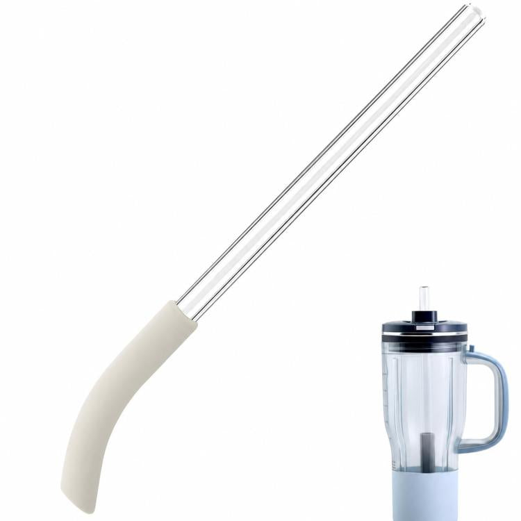 For Ninja BlendBoss Tumbler Replacement Straw Glass Silicone Straw — Gray