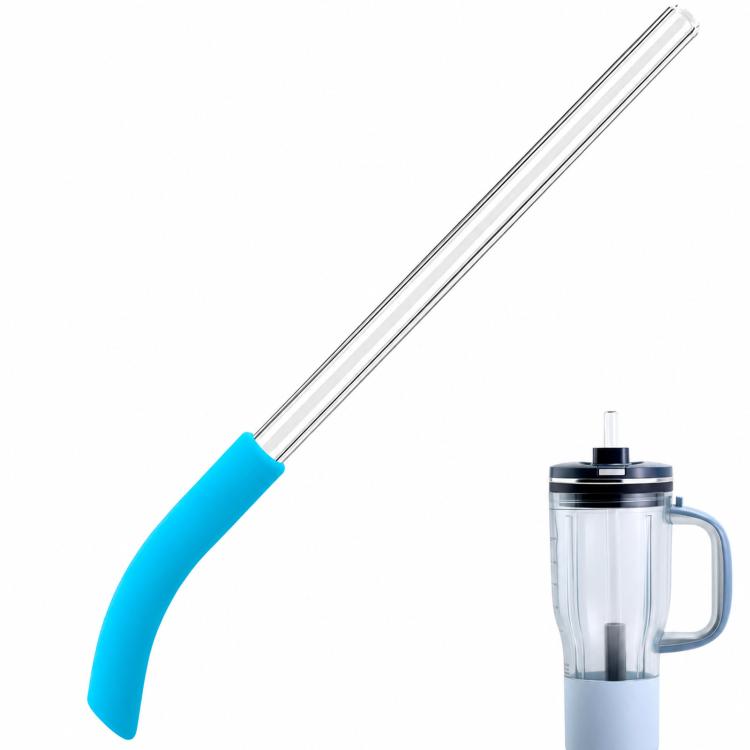 For Ninja BlendBoss Tumbler Replacement Straw Glass Silicone Straw — Light Gray