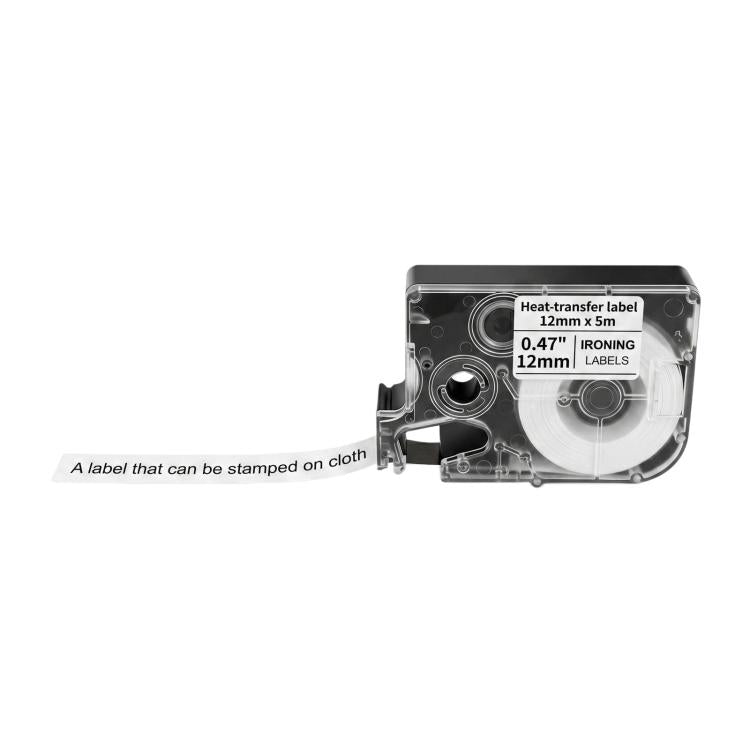 12mm Label Paper & Ribbon For Printer — Transparent Background Blue Text