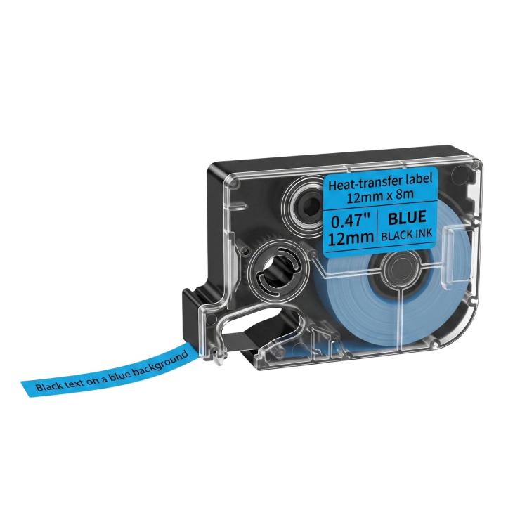 12mm Label Paper & Ribbon For Printer — Heat-Sealed Label (White Background Black Text)