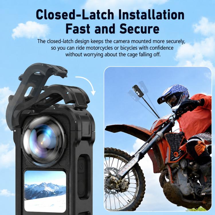 For Insta360 X6 PC Magnetic Quick-Release Frame Cage Protective Camera Housing With Cold Shoe