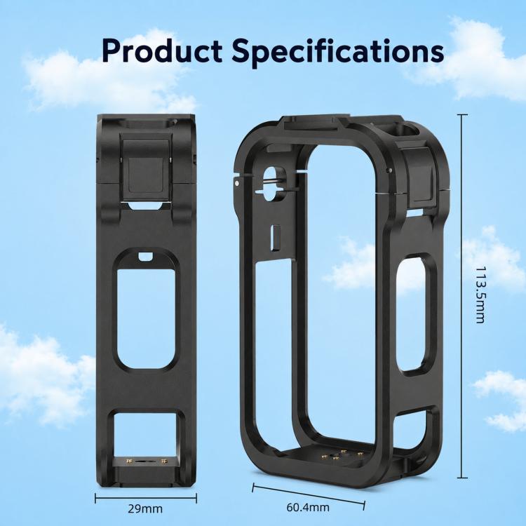 For Insta360 X6 PC Magnetic Quick-Release Frame Cage Protective Camera Housing With Cold Shoe
