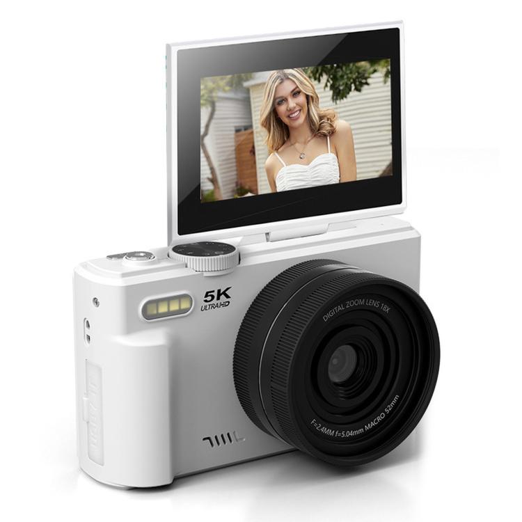 WD08 HD 5K 75MP CCD Digital Camera With Wi-Fi, Auto Focus, Beauty Filters — Black