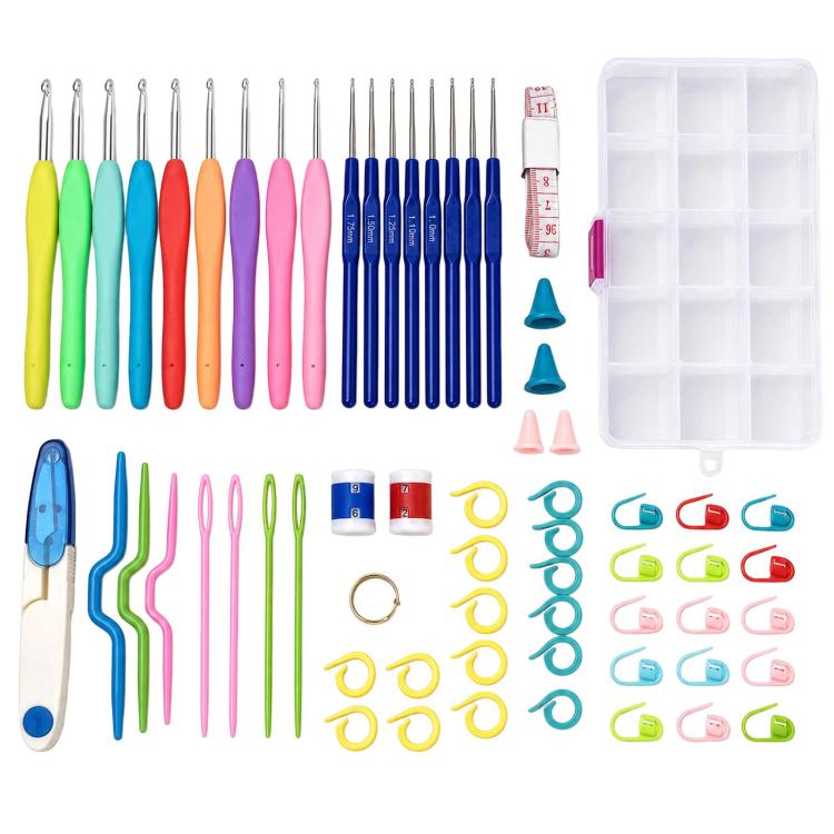 Crochet Hook Tool Set Hand Sewing Knitting DIY Kit — 58 in 1