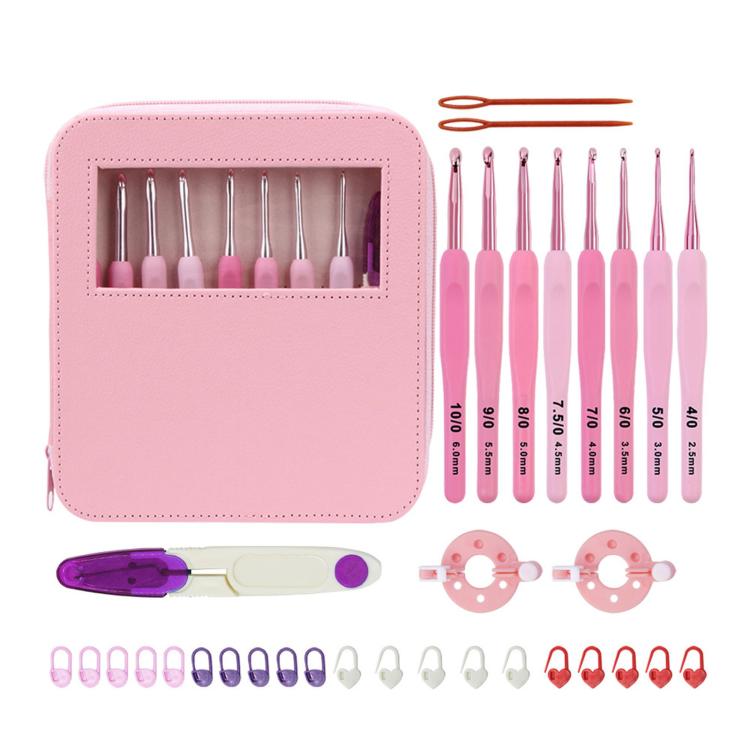 Plastic Soft-Handle Aluminum Crochet Hook Set Yarn DIY Knitting Tools — 10 PCS/Pack