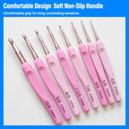 Plastic Soft-Handle Aluminum Crochet Hook Set Yarn DIY Knitting Tools — 34 PCS/Pack