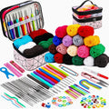 Crochet Kit for Beginners with 18 Colors Yarn Dual Layer Storage Bag, 105 In 1
