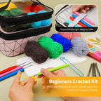 Crochet Kit for Beginners with 18 Colors Yarn Dual Layer Storage Bag, 105 In 1 — 105 In 1