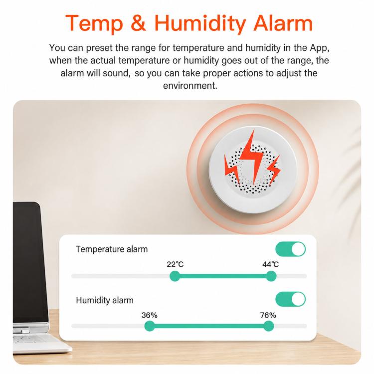 Tuya Smart Temperature & Humidity Sensor Real-Time Remote Alarm Thermometer Hygrometer — view 6