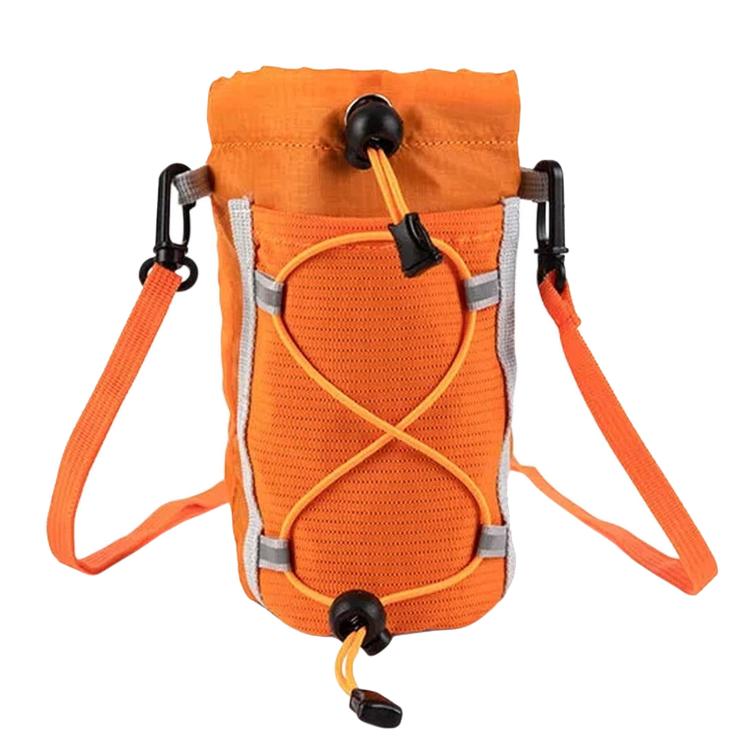 AOTU AT8017 Backpack Shoulder Strap Water Bottle Holder Pouch With Front Mesh Pocket For Outdoor Hiking — With Crossbody Strap Army Green