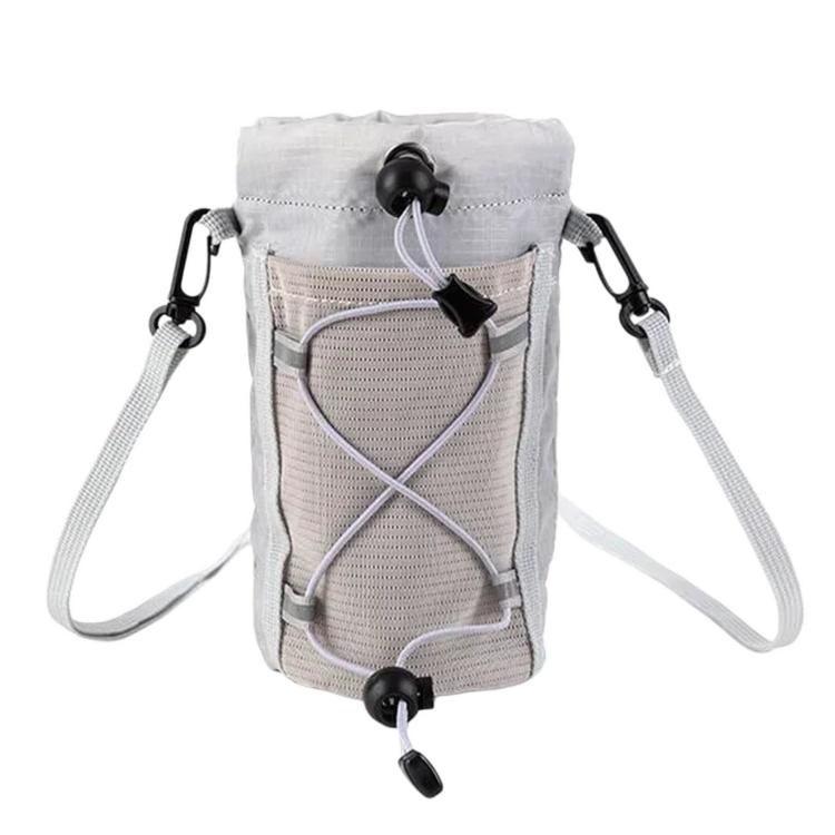 AOTU AT8017 Backpack Shoulder Strap Water Bottle Holder Pouch With Front Mesh Pocket For Outdoor Hiking — With Crossbody Strap Orange