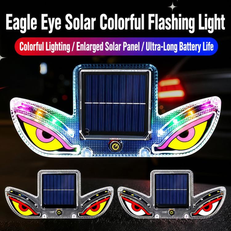 Solar Powered Eagle Eye Strobe Warning Light Wireless RGB Anti-Collision Emergency Flasher Lamp