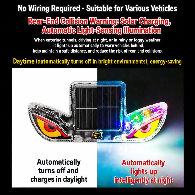 Solar Powered Eagle Eye Strobe Warning Light Wireless RGB Anti-Collision Emergency Flasher Lamp