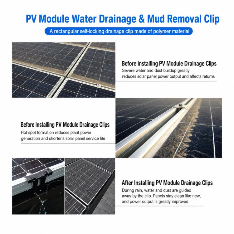 30mm Solar Panel Water Drain Clip PV Panel Water Guide Channel Assembly