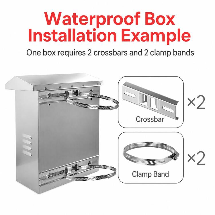 Stainless Steel Pole Mount Bracket Heavy Duty Crossbar for Electrical Junction Box