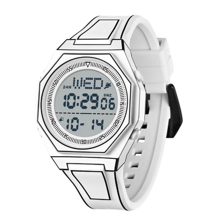 SANDA 9097 Minimalist Line Art Digital Watch 5ATM Waterproof Sport Watch With LED Luminous Alarm — Black
