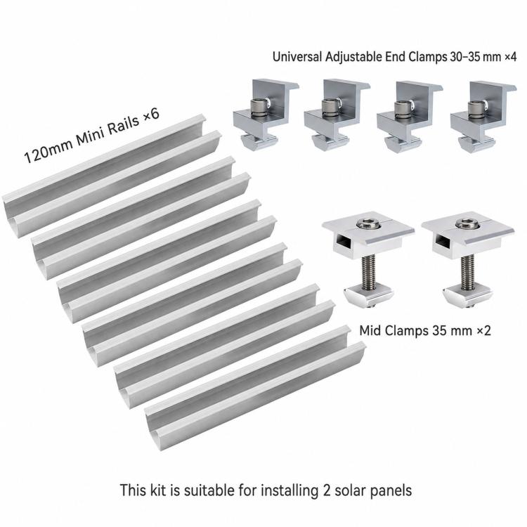 120mm U-Rail Mid & End Clamp Kit Solar Pv Panel Accessory, 12 in 1
