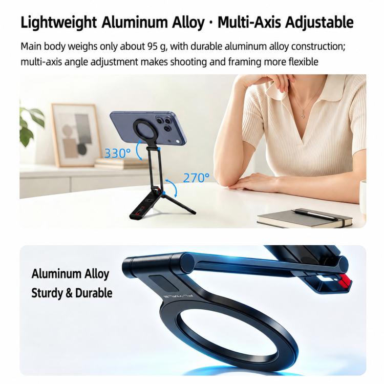 Flymile Magnetic Mobile Phone Tripod Multifunctional Folding Extendable Desktop Clip