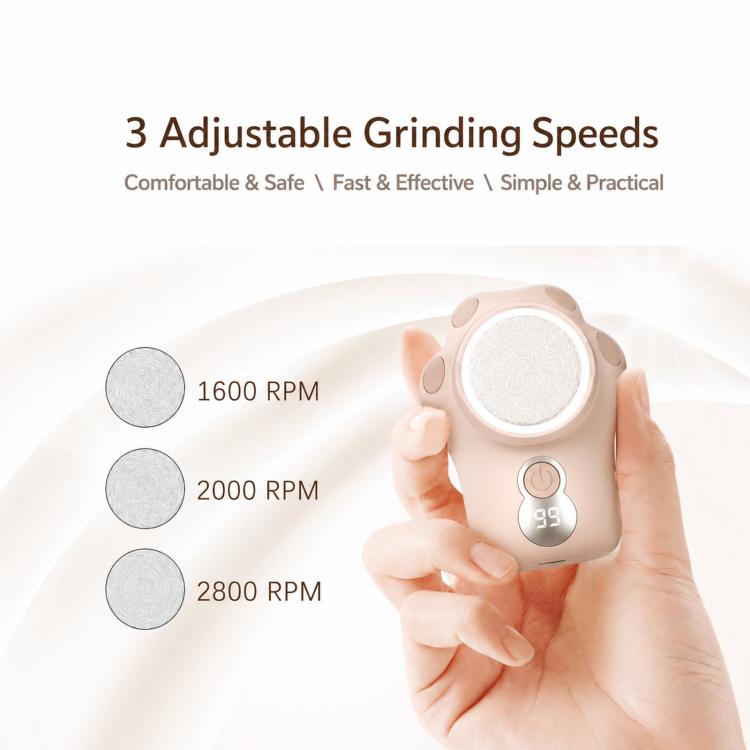 Electric Foot Callus Remover Rechargeable Pedicure Tool With 3 Quartz Rollers & LED Display — Pink