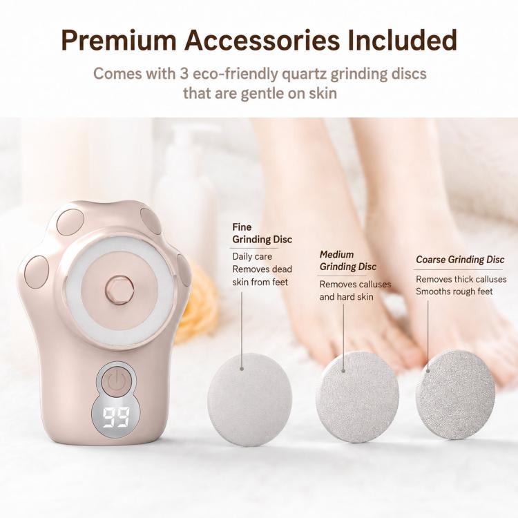 Electric Foot Callus Remover Rechargeable Pedicure Tool With 3 Quartz Rollers & LED Display — view 4