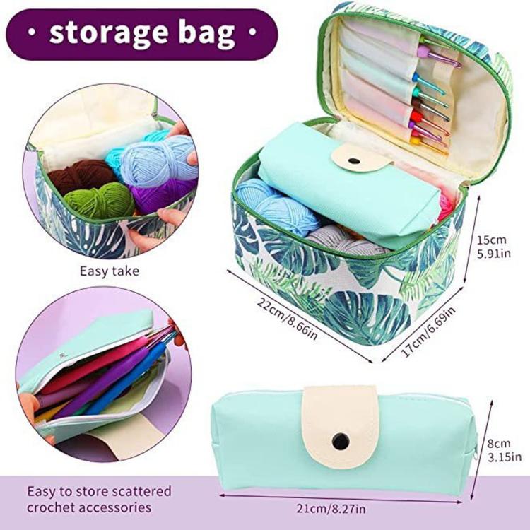 Beginner Crochet Hook Set With Plastic Sewing Needles, Stitch Markers & Storage Bag — 87 in 1