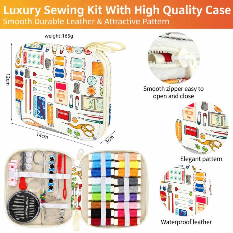Travel Sewing Kit With Printed Zipper Case Portable Hand Sewing Repair Set, 86 In 1 — view 3