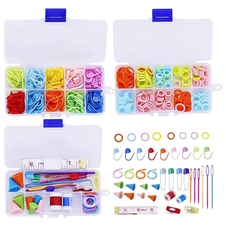 Knitting Tool Set With 3 Storage Box Stitch Markers DIY Handmade Auxiliary Accessories