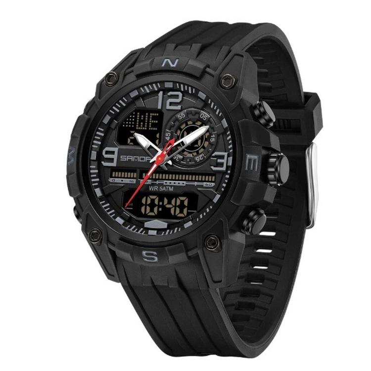 SANDA 6392 Men Digital Sport Watch 5ATM Waterproof Dual Display Chronograph Outdoor Wristwatch