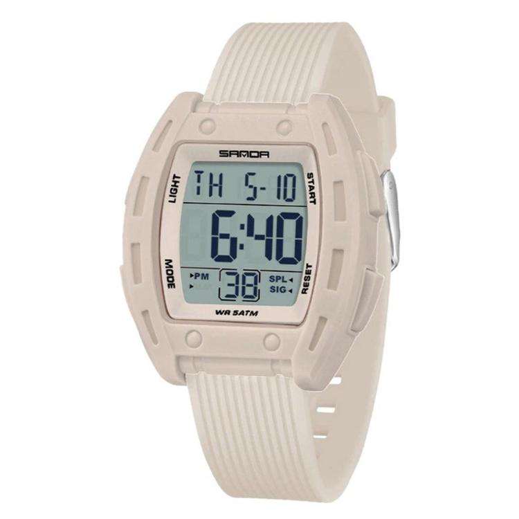 SANDA 6506 Men Digital Sports Watch 5ATM Waterproof Square Case Backlight Stopwatch — Black