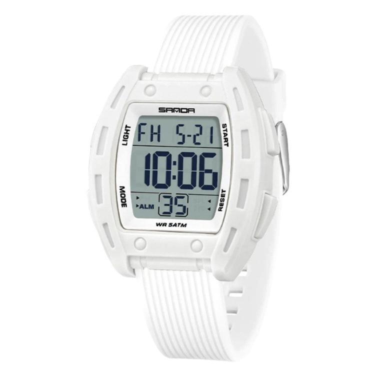 SANDA 6506 Men Digital Sports Watch 5ATM Waterproof Square Case Backlight Stopwatch — Orange