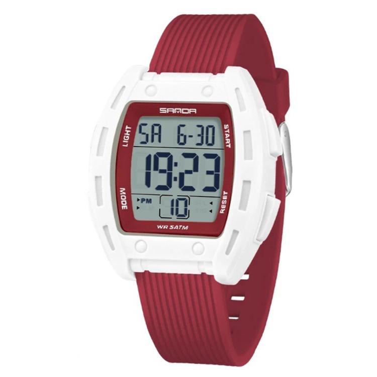 SANDA 6506 Men Digital Sports Watch 5ATM Waterproof Square Case Backlight Stopwatch — Dark Blue