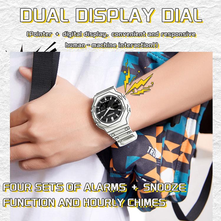 SANDA 6508 Octagonal Dual Display Sports Watch 50M Waterproof World Time Alarm Digital Wristwatch — view 13
