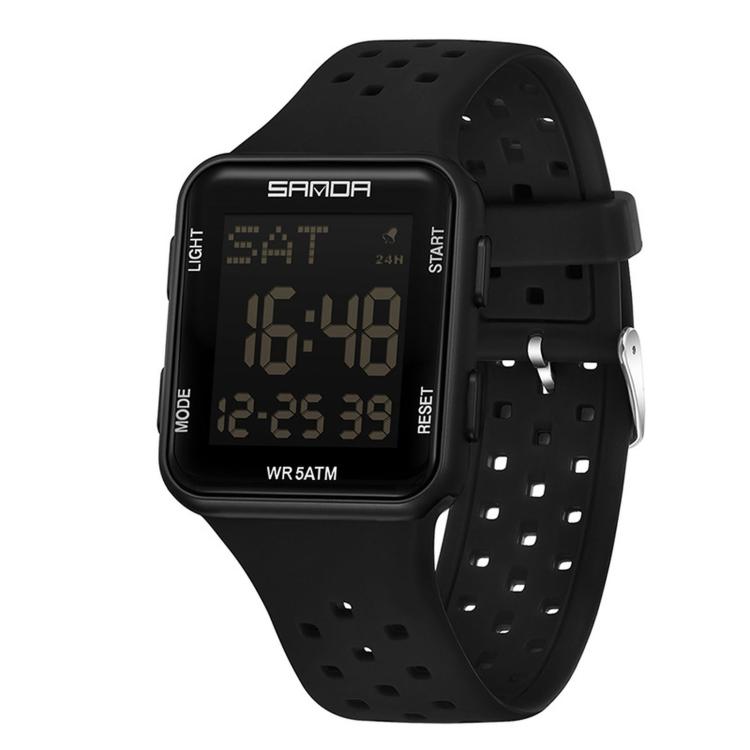 SANDA 9079 Square Digital Sports Watch 5ATM Waterproof Electronic Watch With Backlight