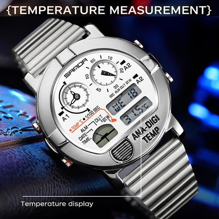 SANDA 3371 Men Sports Watch With Temperature Sensor 5ATM Waterproof 3 Time Zone Digital Watch — view 15