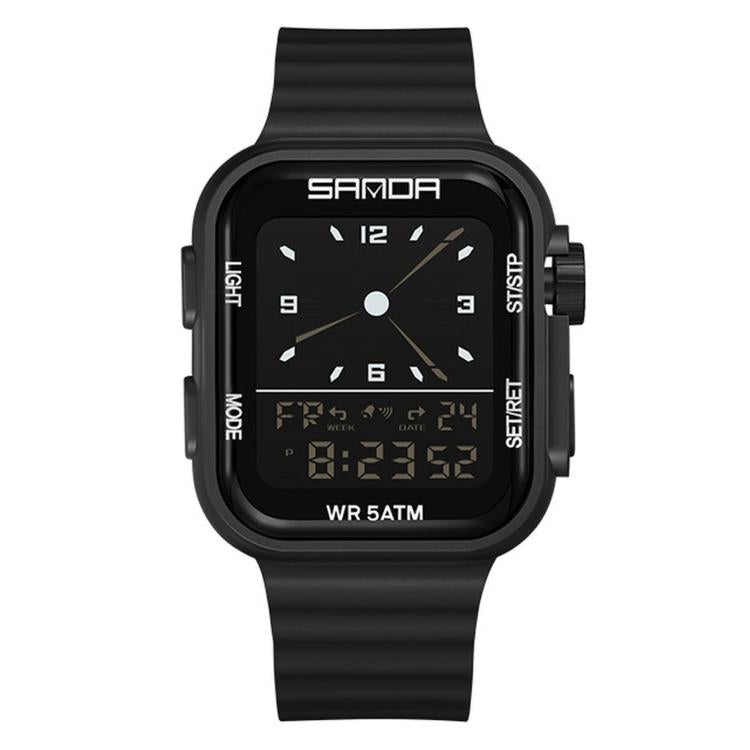 SANDA 9510 Dual Display Digital Sports Watch 5ATM Waterproof Analog Watch With Backlight