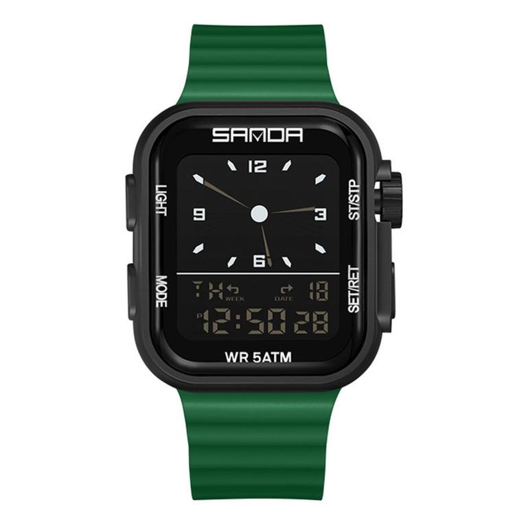 SANDA 9510 Dual Display Digital Sports Watch 5ATM Waterproof Analog Watch With Backlight — Black Yellow