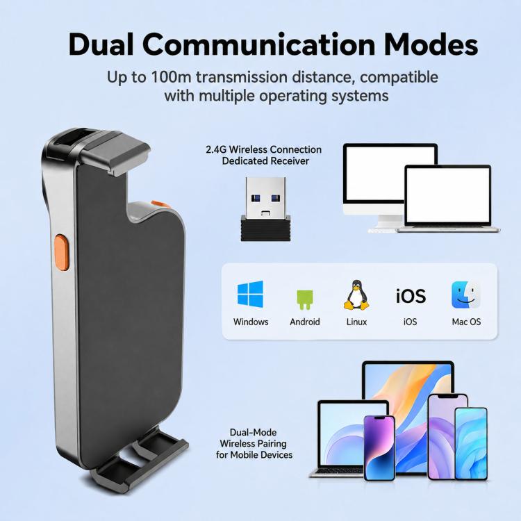 Back Clip 2D Barcode Scanner Wireless Bluetooth QR Code Reader — view 3