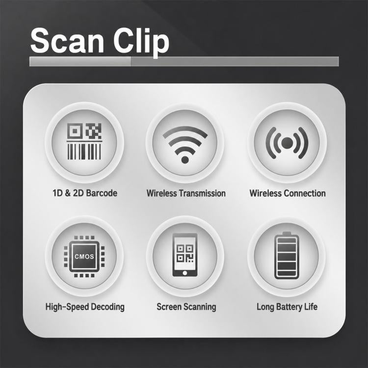 Back Clip 2D Barcode Scanner Wireless Bluetooth QR Code Reader — view 5