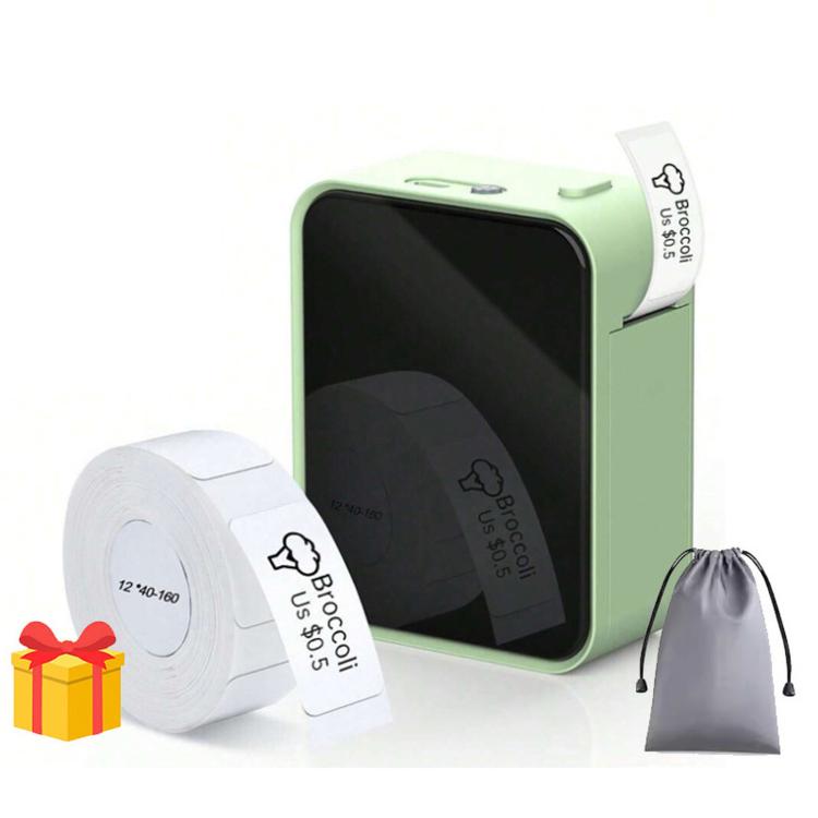 P15 Mini Bluetooth Label Maker Portable Thermal Sticker Printer Machine — White With 1 Roll Label Paper