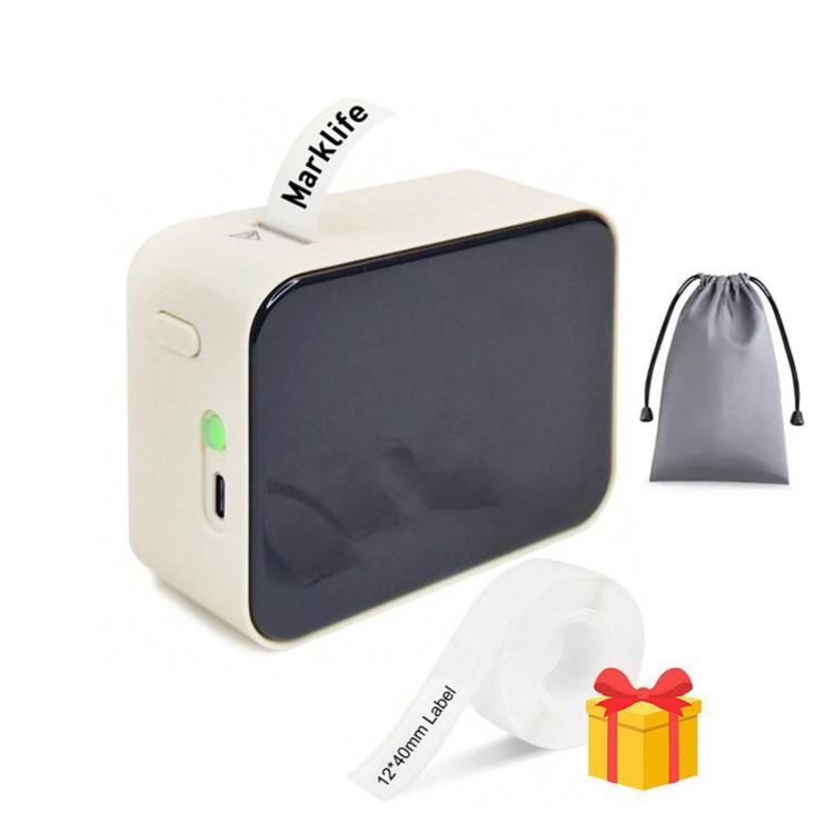 P15 Mini Bluetooth Label Maker Portable Thermal Sticker Printer Machine — Matcha Green+Cover With 1 Roll Label Paper