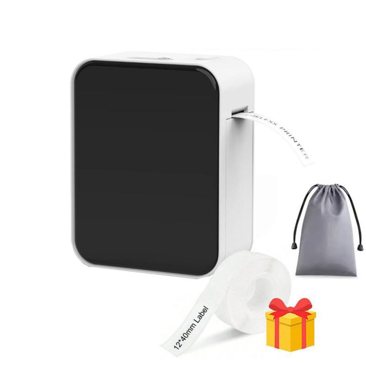 P15 Mini Bluetooth Label Maker Portable Thermal Sticker Printer Machine — Milk Tea White+Cover With 1 Roll Label Paper