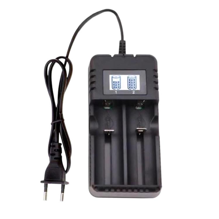 HD-8991B 2-Slot Multifunctional Display Screen Smart Lithium Battery Charger — US Plug