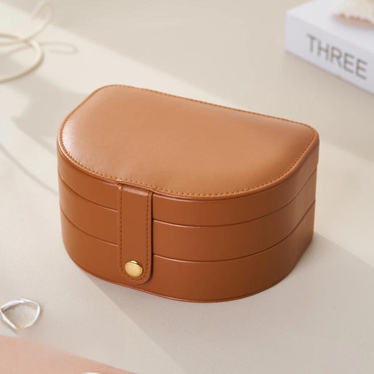 3-Tier Leather Travel Jewelry Box Shell-Shaped Jewelry Organizer Case with Earring Board 5 Necklace Hooks